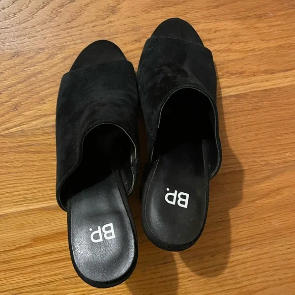 BP. Tale 2 Mule Sandal, Black Suede - Picture 2 of 5